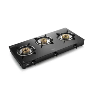 3 Burner Glass Gas Stove with Brass Burner Black (CT1034GTBBBL)