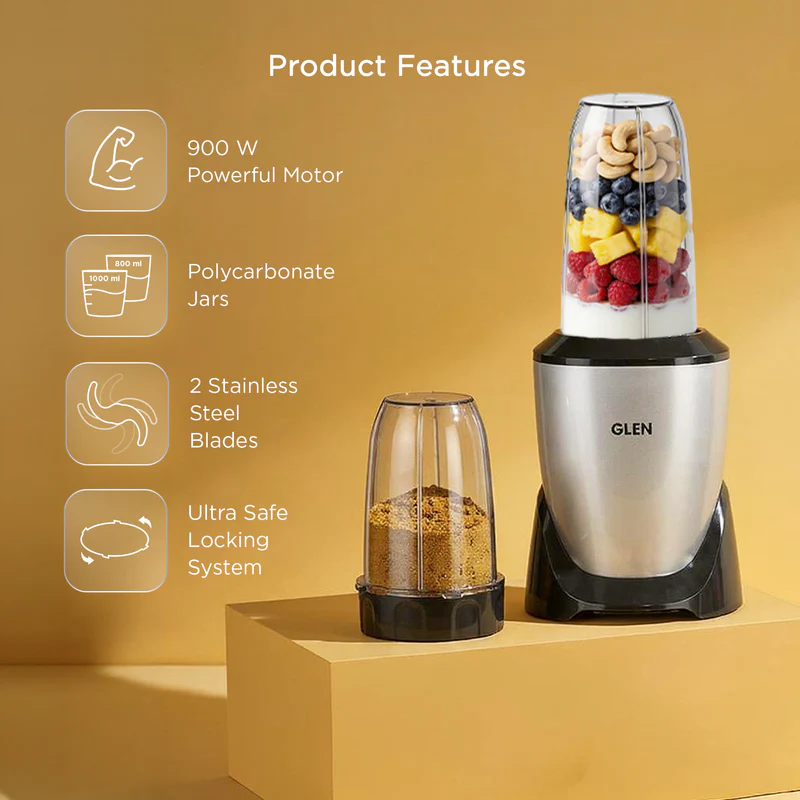 Nutri Blender Mixer Grinder 900W | 2 Unbreakable Jars (1000ml + 800ml) | Dual SS Blades | Smoothie Maker / Mixer / Grinder - SA4048UT - Image 3