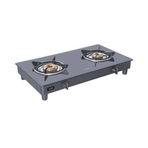 2 Burner Glass Gas Stove Extra Large with Brass Burner Black (CT1020GTXLBBBL)