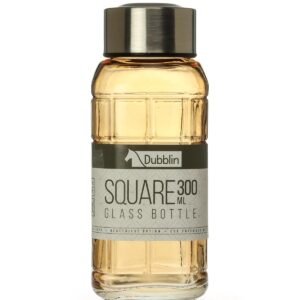 DUBBLIN SQUARE_300_YELLOW Borosilicate Glass Bottle 300 ml - BPA-Free, Eco-Friendly, Leak-Proof, and Durable